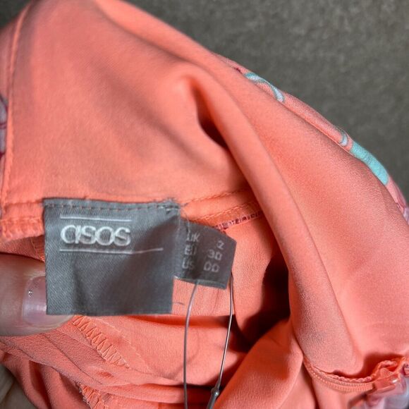 Asos Midi Dress Womens Size‎ 00 Pastel Floral Print Tie Open Back  Cape Draped - Picture 8 of 11